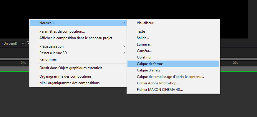 Créer un calque de forme sur After Effects