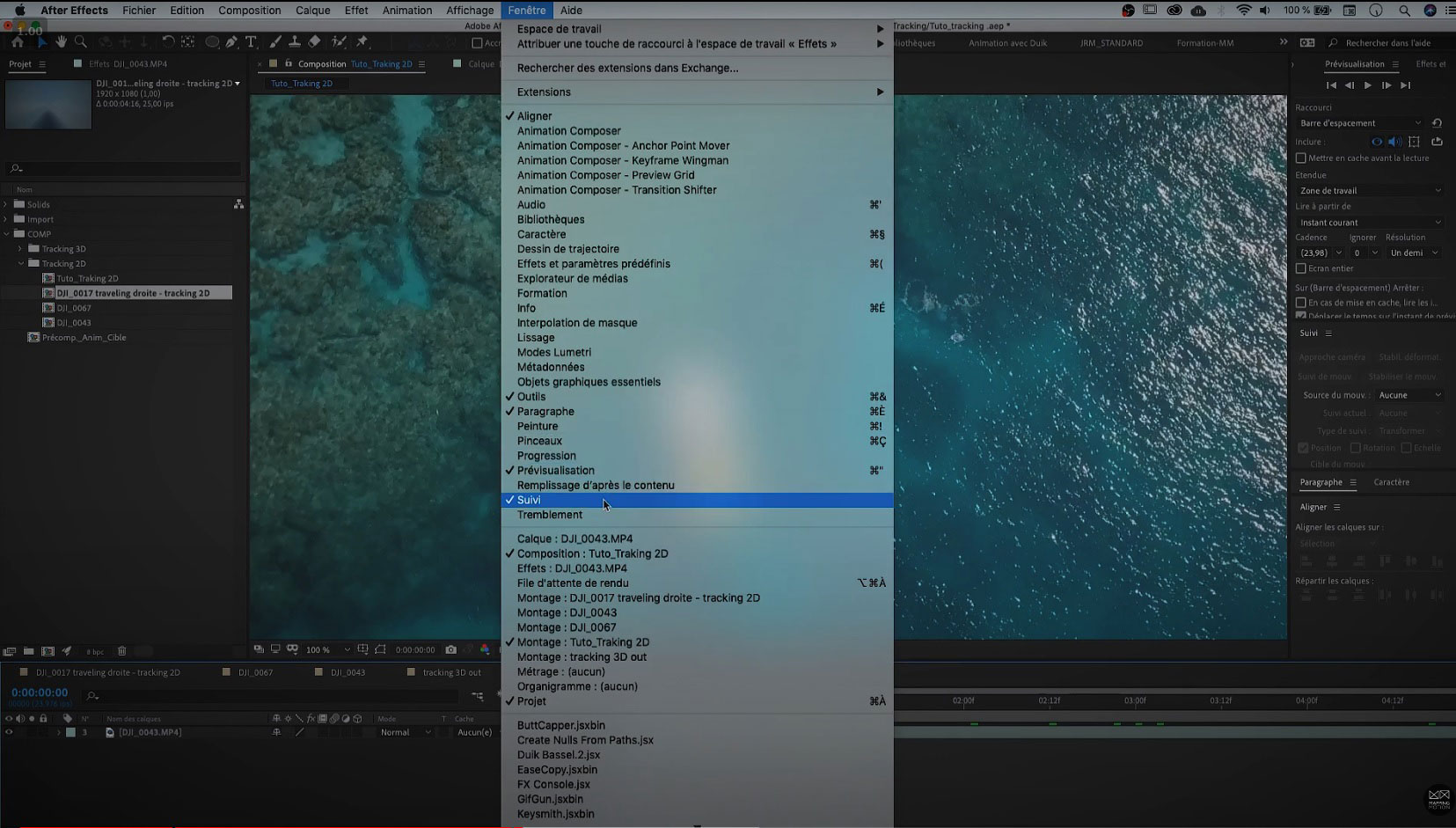  panneau suivi de mouvement dans After Effects